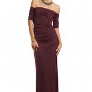 Badgley Mischka Off-Shoulder Plum Dress